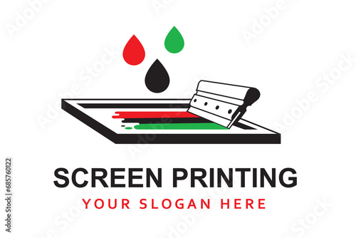 silk screen printing icon with squeegee isolated on white background