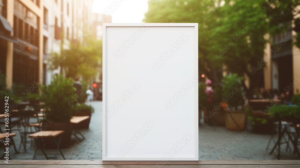 Generative AI, poster mock up for logo design, brand presentation, aesthetic muted neutral colors, on blurred night bar or restaurant background Generative AI, poster mock up for logo design, brand presentation, aesthetic muted neutral colors, on blurred night bar or restaurant background