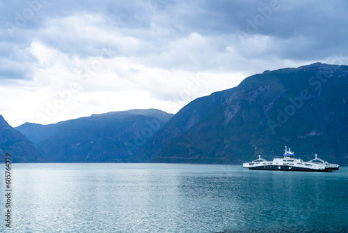 Realistic view of northern fjords of Lofoten