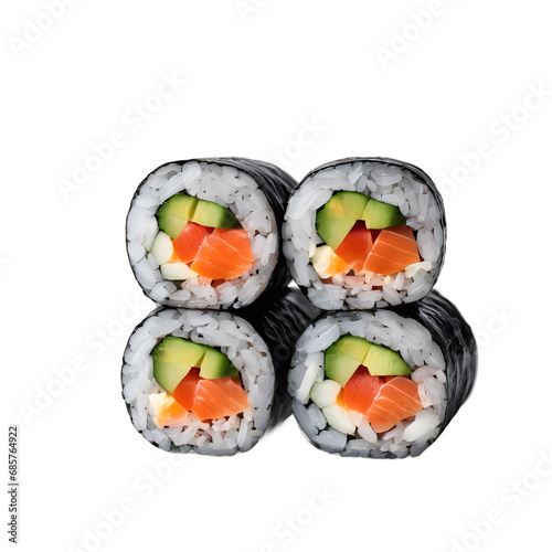 traditional fresh japanese seafood sushi rolls isolated on transparent background