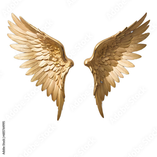 gold angel wing isolated on transparent background 