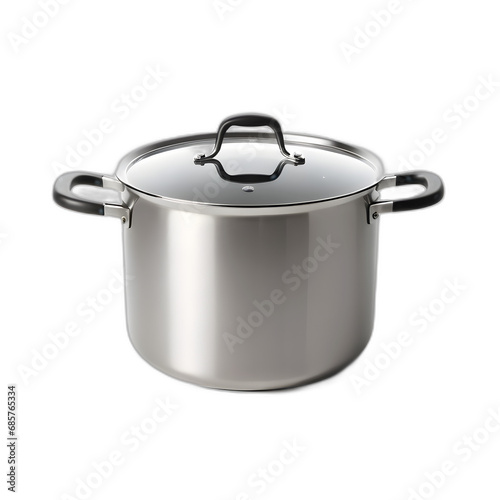 Stainless steel pot isolated on transparent background