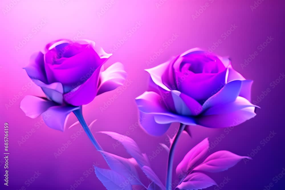 Vidéo Stock Two stunning blue roses bloom against a radiant pink and ...