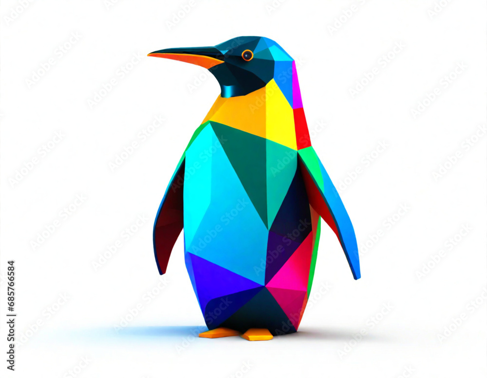 Fototapeta premium 3d renders colorful of a penguin with white background.