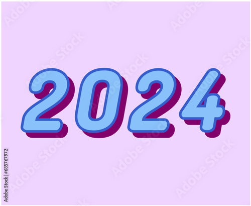 2024 Happy New Year Abstract Purple And Blue Graphic Design Vector Logo Symbol Illustration