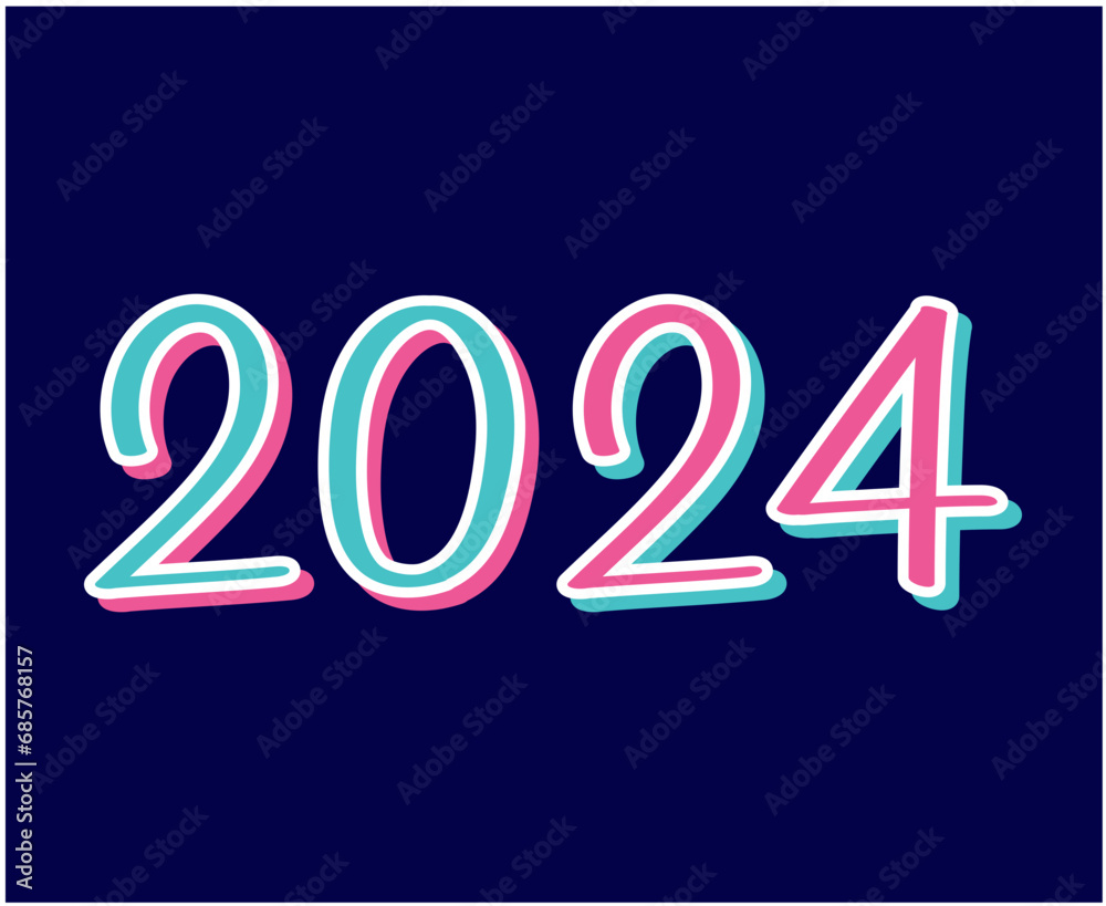 2024 Happy New Year Abstract Pink And Cyan Graphic Design Vector Logo Symbol Illustration With Blue Background 2024 Happy New Year Abstract Pink And Cyan Graphic Design Vector Logo Symbol Illustration With Blue Background