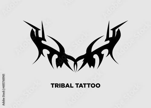 Vector illustration black tribal tattoo dragon head 