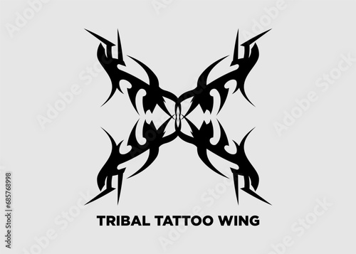 Vector illustration of symmetrical tribal wings