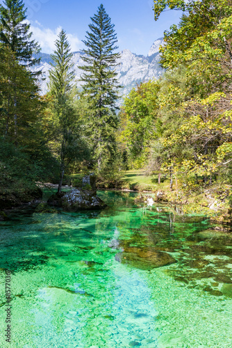 River at Bohinjsko lake in Slovenia