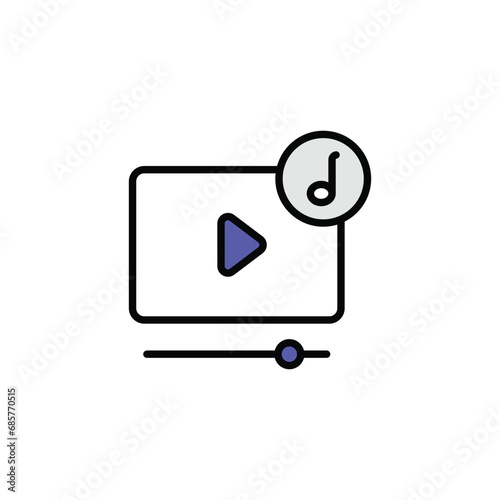 Music Video icon design with white background stock illustration