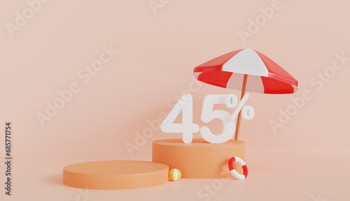 Summer with Umbrella 45 Percent Off on Pastel Color Background