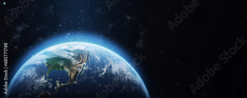High resolution view of planet Earth. World globe from space showing relief and clouds.
