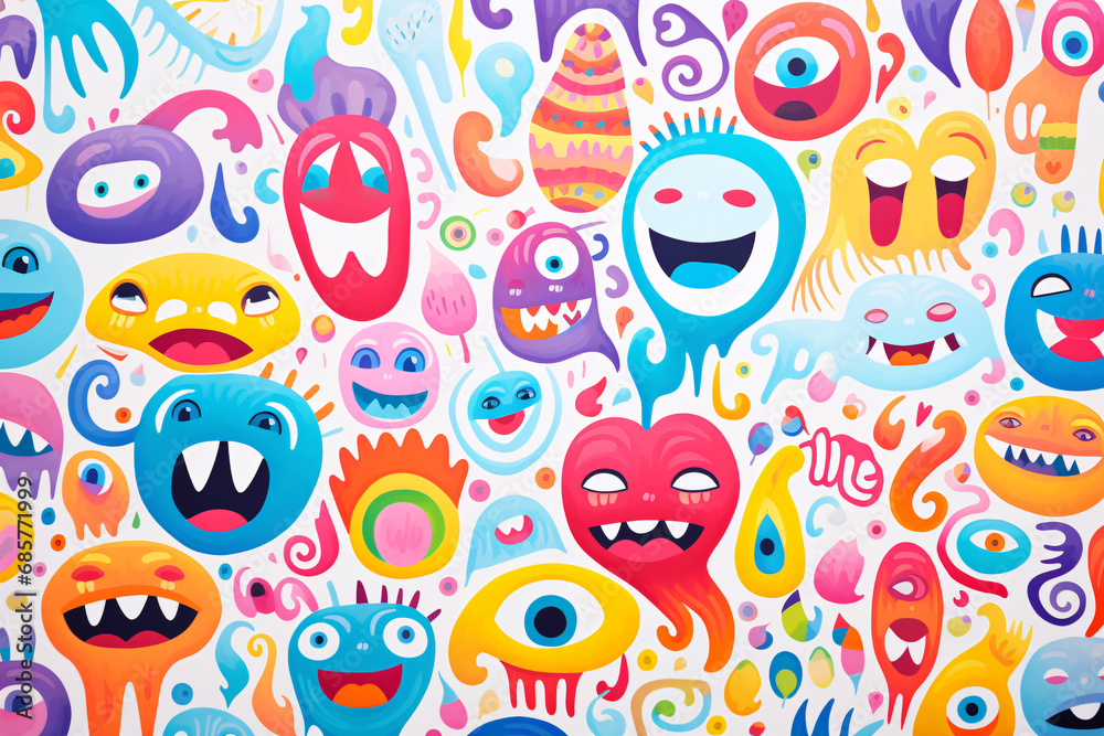 Colorful cartoon monster pattern Colorful cartoon monster pattern