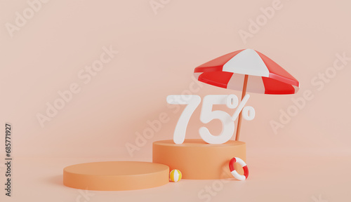 Summer with Umbrella 75 Percent Off on Pastel Color Background