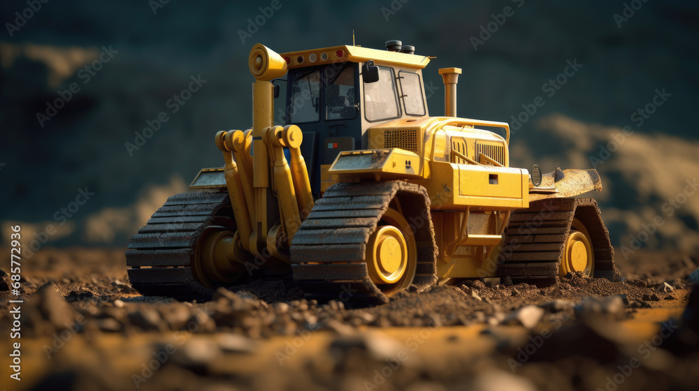 Bulldozers and excavators are mining minerals