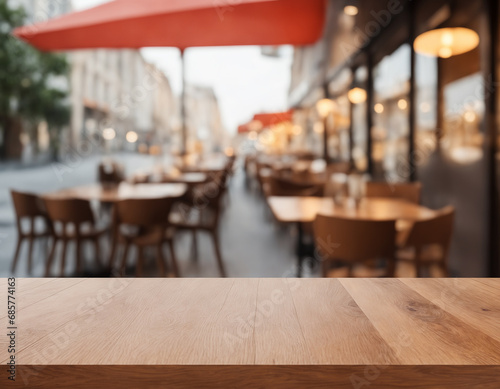 Table view on a restaurant terrace  mockup background