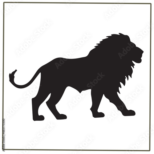 lion black silhouette . Lion isolated on a white background. Walking lion  vector .