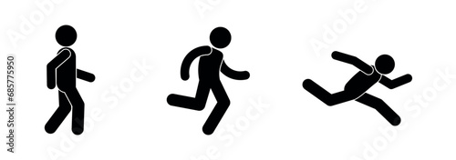 man walks, runs, stick figure human silhouette