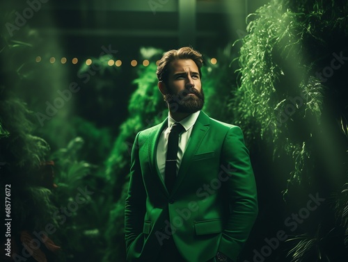 a man in a green suit