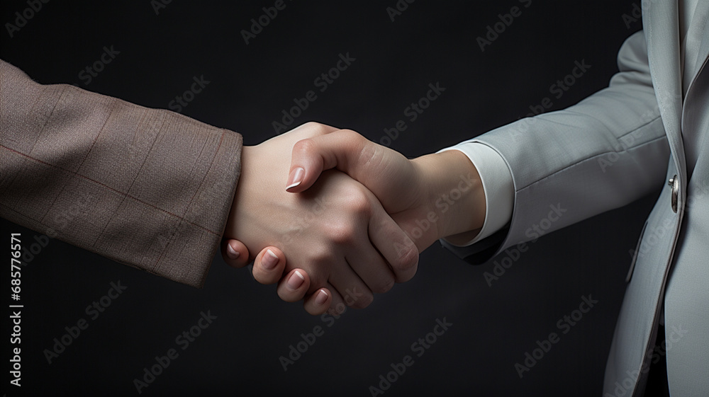 Fototapeta premium two brunette women shaking hands