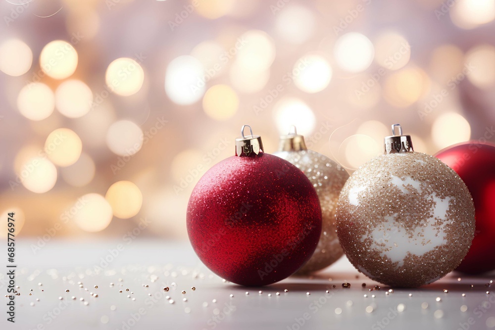 Fototapeta premium red christmas balls on snow
