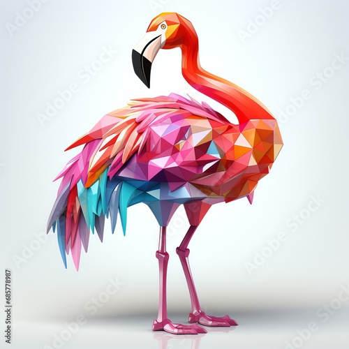 a colorful flamingo with a long neck