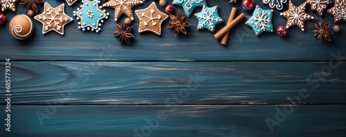 Gingerbread background, New Year, Christmas flatley frame photo