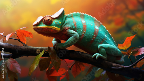 Beautiful of chameleon panther, chameleon panther on branch, chameleon panther closeup. photo
