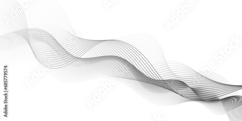 Abstract grey  white smooth element swoosh speed wave modern stream background. Wave with lines created using blend tool. Abstract frequency sound wave lines and twisted curve lines background.