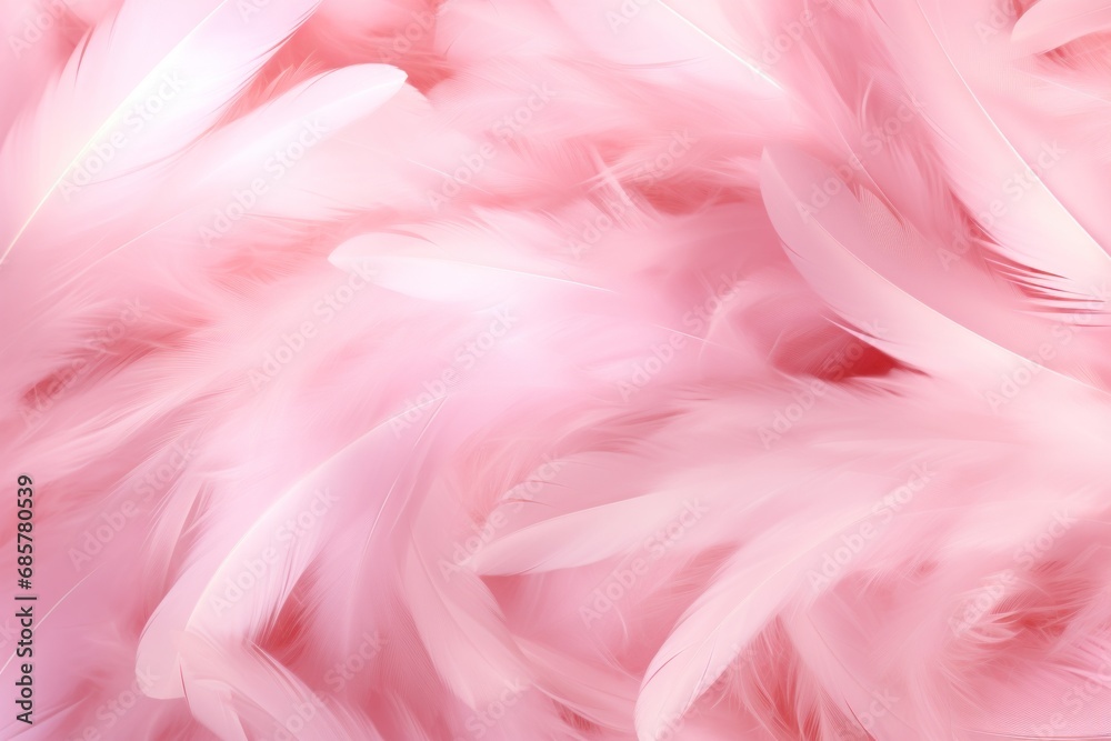 Pink feather pattern texture background, pastel soft fur feather, Generative AI