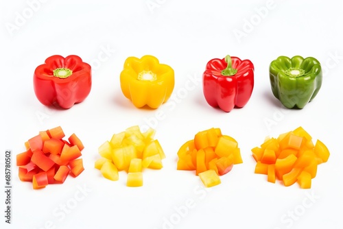 a group of peppers cut into small pieces
