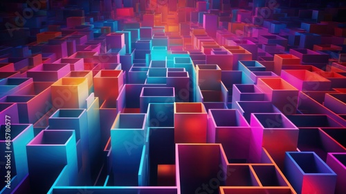 Abstract futuristic background, digital technology electronic maze background, Generative AI © tonstock