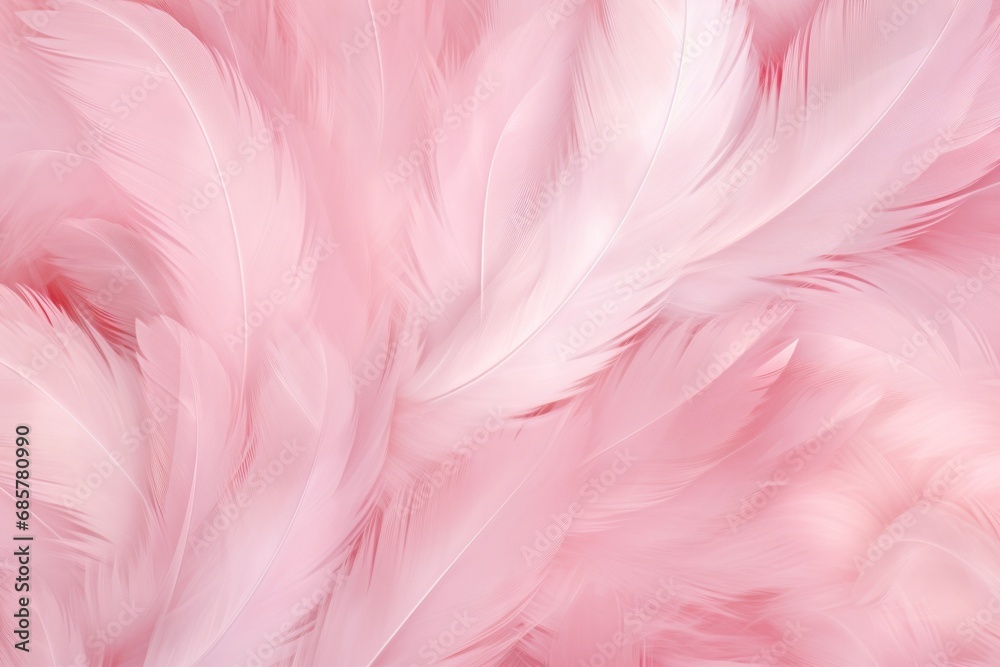 Pink feather pattern texture background, pastel soft fur feather, Generative AI