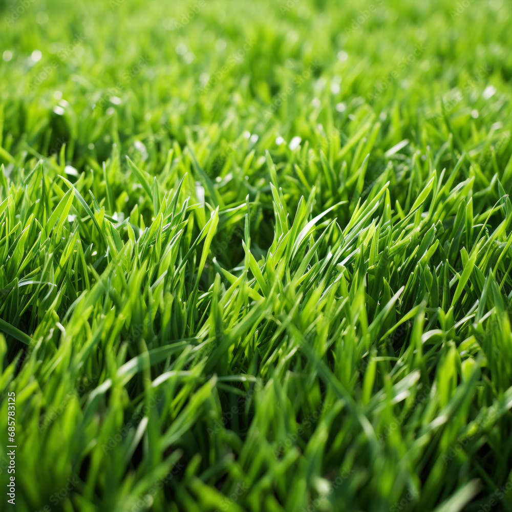 A green grassy field presents its verdant texture in stunning close-up detail. A green grassy field presents its verdant texture in stunning close-up detail.