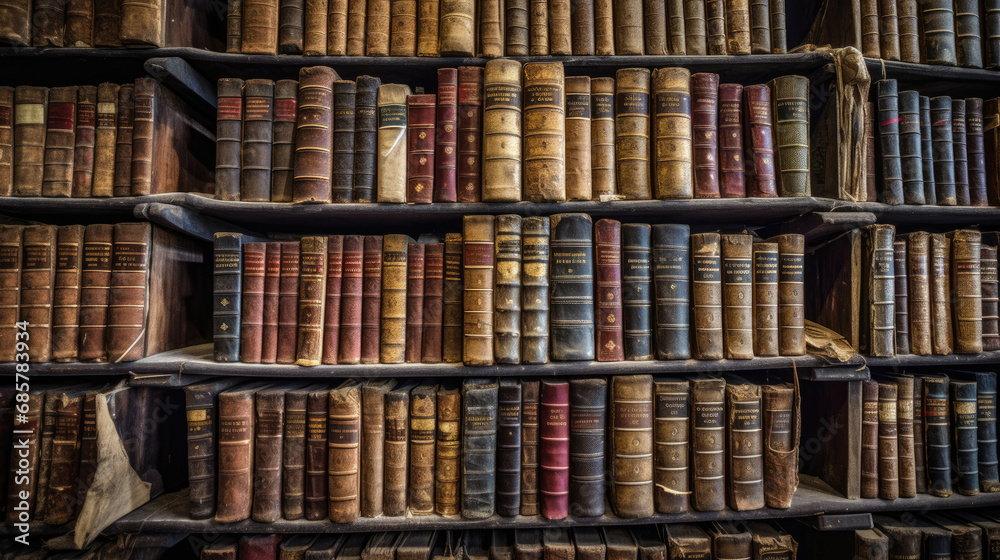 Rows of bookshelves in the library