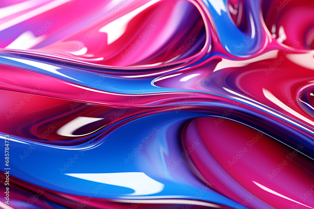 Exuberant 3D illustration of glossy liquid surface in vibrant pink, azure and lime shades, softly focused. Exuberant 3D illustration of glossy liquid surface in vibrant pink, azure and lime shades, softly focused.