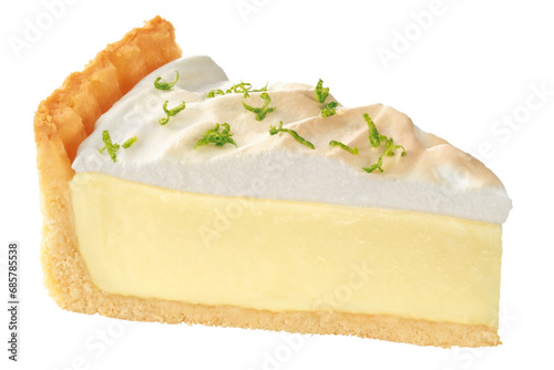 fatia de torta de limão com suspiro isolado em fundo transparente - sobremesa de mousse de limão, cheesecake de limão