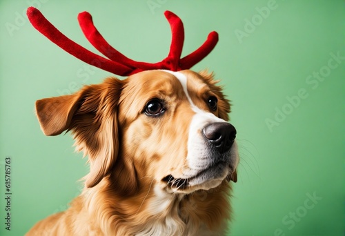 ein niedlicher Hund verkleidet sich als Rentier - ein witziges Motiv für Weihnachtskarten - und themen © Random_Mentalist