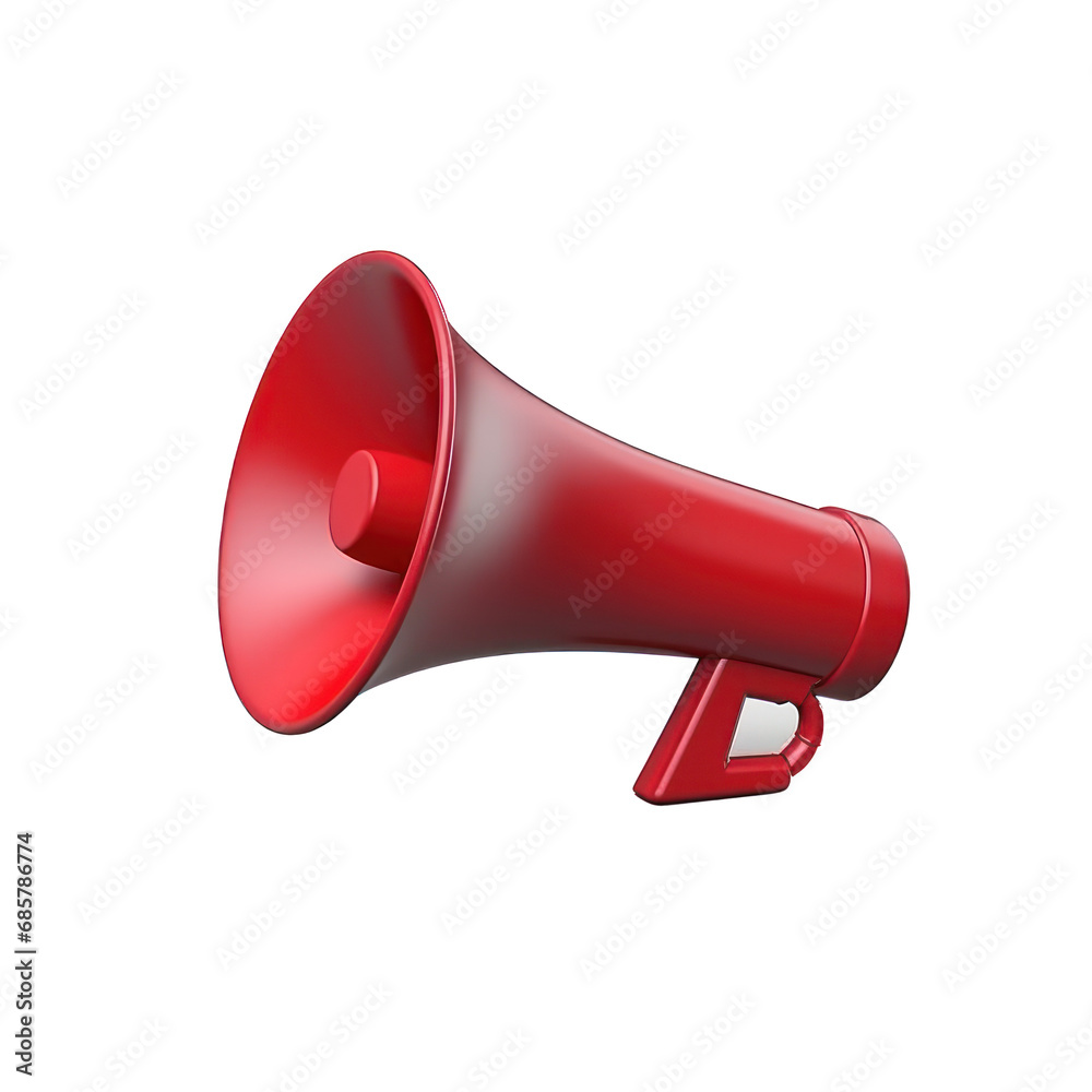 Claymation Megaphone: 3D UI Icon Isolated on White Background