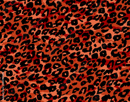 Full seamless leopard cheetah texture animal skin pattern. Orange textile fabric print. Suitable for fashion use. Vector illustration.