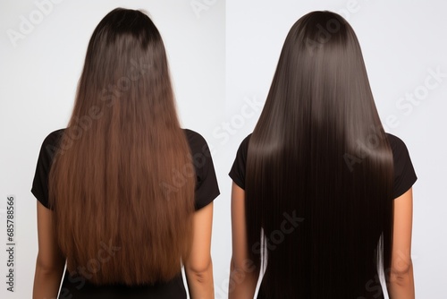 Before And After Keratin Straightening Treatment On Healthy Hair