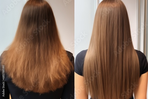 The Transformation Of Hair Before And After Keratin Treatment On Damaged, Short, And Healthy Hair