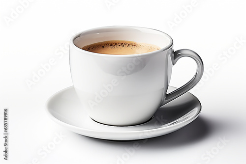 White cup coffee isolated on white background