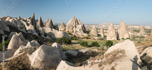 panoramic view of the beautiful fairy chimneys near Göreme, Cappadocia, Turkey