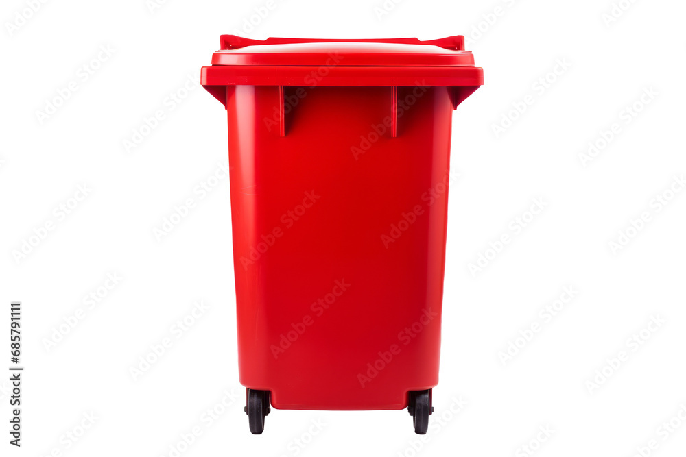 Cubo de basura rojo en fondo transparente. Cubo de basura rojo en fondo transparente.