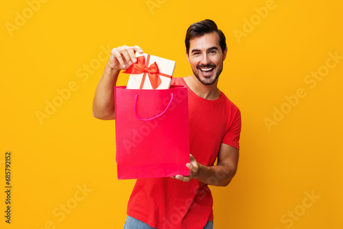Surprise man client sale gift buy bag lifestyle package shop shopper photo