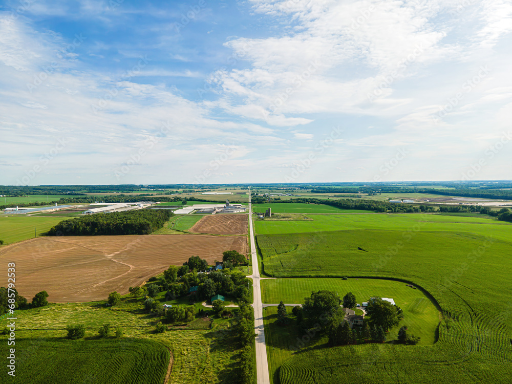 Rural summertime road in wisocnsin
