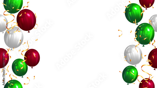 Banner of realistic balloons with party decorations Christmas, new year, birthday and congratulations