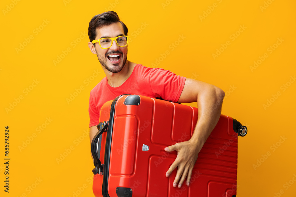 Man baggage travel background journey suitcase vacation