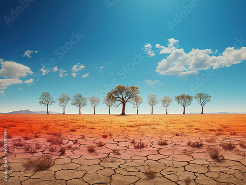 Global Warming's Mark: A Dried Landscape Amidst the Hottest Summer